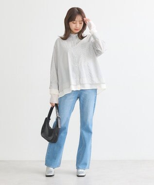 earth music&ecology シフォン×チュールレイヤードシャツ Stripe