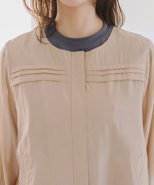 Tiaclasse 【洗える】 シアーピンタックブルゾン ピンクベージュ