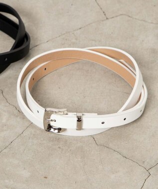 WEGO Lデザインバックル細ベルト ホワイト
