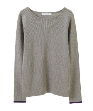 Green Parks もちっと袖配色ボートネックニットプルオーハ Silver