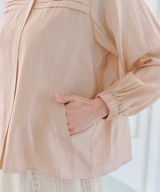 Tiaclasse 【洗える】 シアーピンタックブルゾン ピンクベージュ