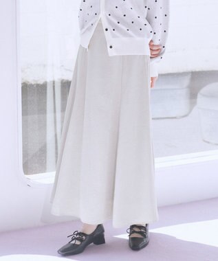 earth music&ecology サテンフレアスカート Ecru