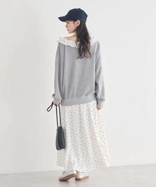 earth music&ecology サテンフレアスカート Ivory