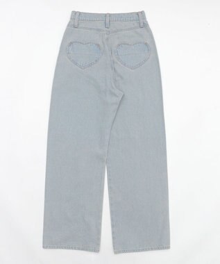 WEGO ハートポケットストレートデニムパンツ デニム淡加工色