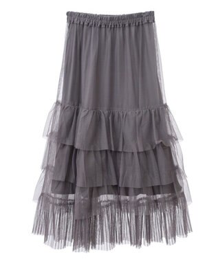 Green Parks ２ｗａｙチュールティアードフリルスカート（ペチ付き） Gray