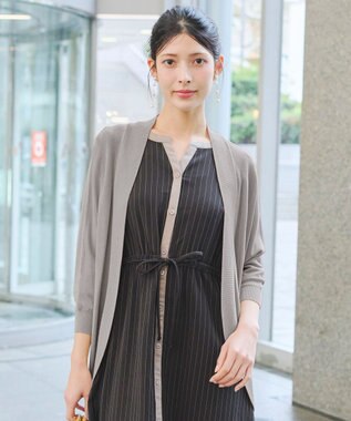 Tiaclasse L 【洗える】体型カバーも叶うドルマンニットカーディガン グレージュ