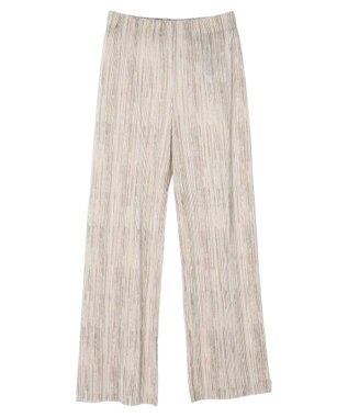 Green Parks セルフカットプリーツワイドパンツ Stripe Beige