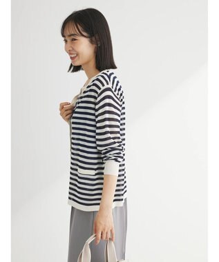 Green Parks 推しニット　クルーネックカーディガン Border