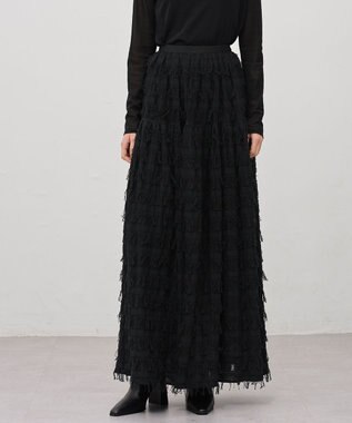 uncrave フリンジレース ティアードスカート ブラック
