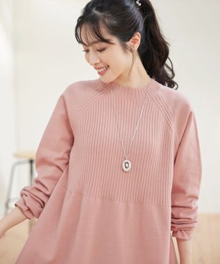 Tiaclasse 【新色追加・洗える】ミドルリブニットチュニック ピンク