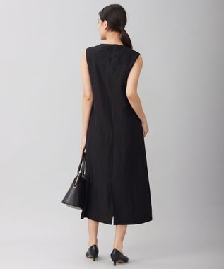 自由区 【洗える】エンブロイダリーノースリーブ ワンピース ブラック