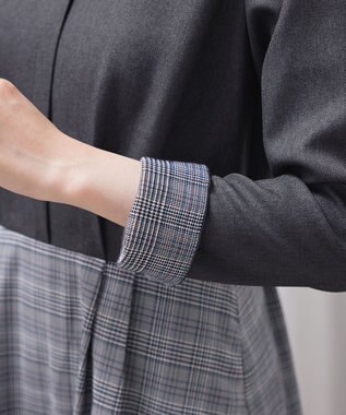 Tiaclasse 【洗える】チェックドッキングワンピース チャコールグレー