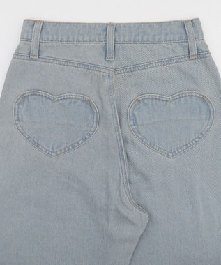 WEGO ハートポケットストレートデニムパンツ デニム淡加工色