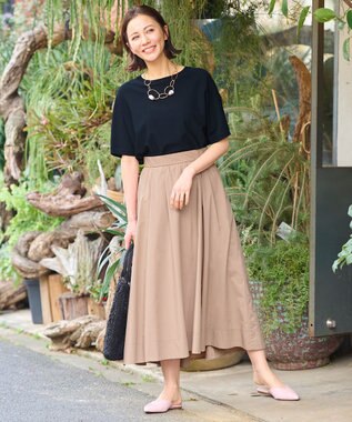 自由区 【XSサイズ～/洗える】ストレッチタイプライター タックギャザースカート ピンク系