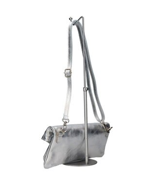 INTER-CHAUSSURES 【ANDREA CARDONE】レザーワイドショルダーバッグ シルバー