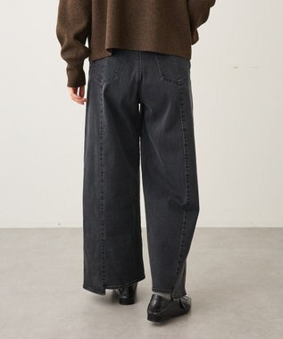 CRAFT STANDARD BOUTIQUE 裏起毛デニムワイドストレートパンツ Black