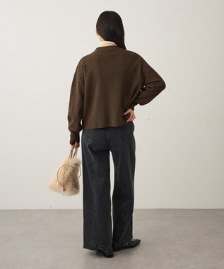 CRAFT STANDARD BOUTIQUE 裏起毛デニムワイドストレートパンツ Black