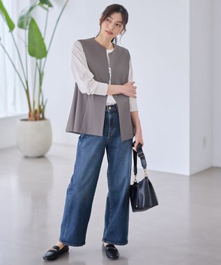 ANY L 【3SET】きちんと見え3点コーデセット（ブラウス＋ジレ＋パンツ） 杢グレー