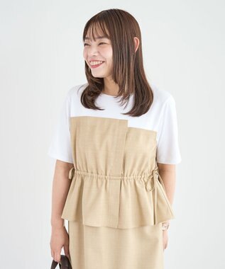 Green Parks 異素材ドッキングワンピース Beige
