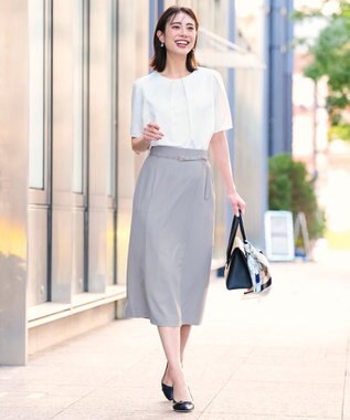 ANY SIS L スマートビューティストレッチベルト スカート グレー