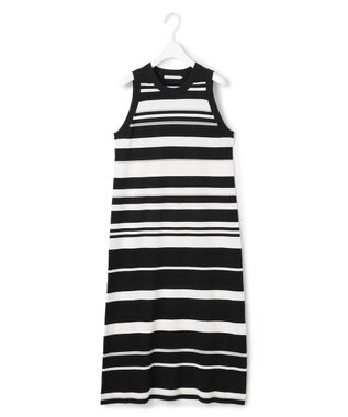 ICB 【洗える】 マルチボーダーワンピース ブラック系