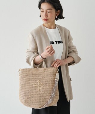 russet スリム2WAYトートバッグ <ナイロンラフィア>(CE-1717-WEB) Ivory