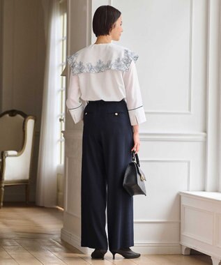 自由区 S 【2WAY・洗える】コードエンブロイダリー襟付き ブラウス オフ