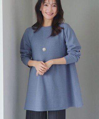 Tiaclasse 【新色追加・洗える】ミドルリブニットチュニック ブルー