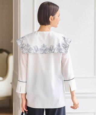 自由区 S 【2WAY・洗える】コードエンブロイダリー襟付き ブラウス オフ