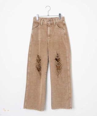 WEGO ヴィンテージウォッシュダメージデニムパンツ ベージュ