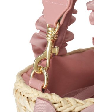 Maison de FLEUR 【2Way】フリルハンドルメイズリボン2Wayカゴバッグ Pink