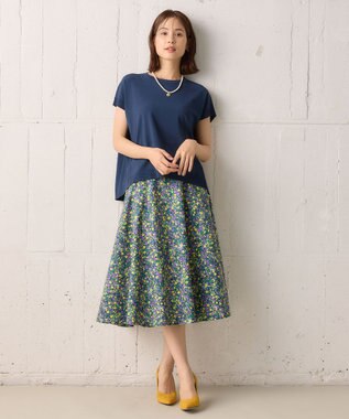 組曲 L 【WEB限定】Tシャツライク サマーニット ネイビー系