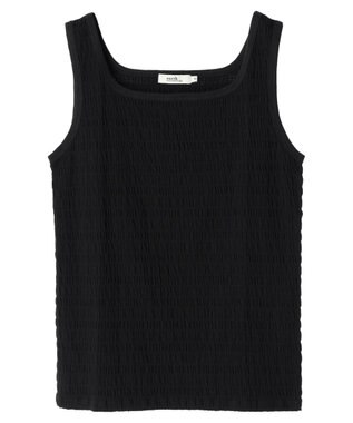 earth music&ecology シャーリングタンクトップ Black