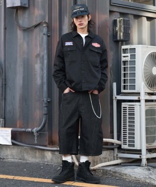 WEGO 【ユニセックス着用ITEM】ワッペンワークシャツ（LS） ブラック