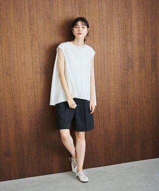 #Newans 【洗える】スクエアシルエットノースリーブカットソー ホワイト