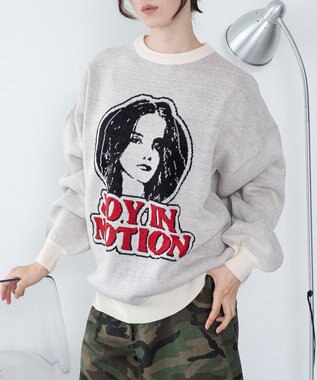 WEGO 【洗える】グラフィックニットBIGプルオーバー 柄4