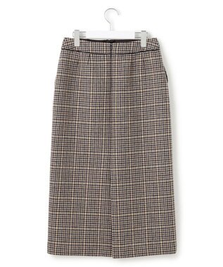 23区 【見上愛さん着用】ボンディングチェックツイード Iライン スカート ブラウンチェック