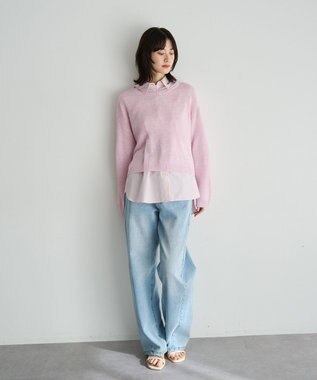 YECCA VECCA テープヤーンルーズニットプルオーバー Pink