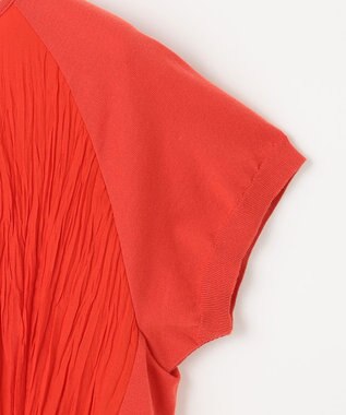 自由区 S 【洗える】ジョーゼットプリーツコンビ カットソー グラムレッド