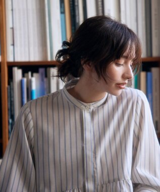 組曲 ニューリヨセルシャーティングペプラム ブラウス ベージュストライプ系1