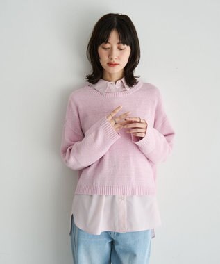 YECCA VECCA テープヤーンルーズニットプルオーバー Pink