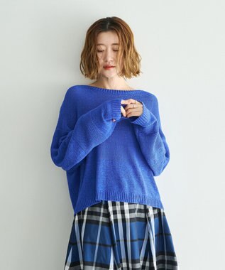 YECCA VECCA テープヤーンルーズニットプルオーバー Blue
