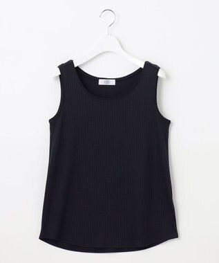 J.PRESS LADIES コットンリブ ノースリーブ カットソー ネイビー系