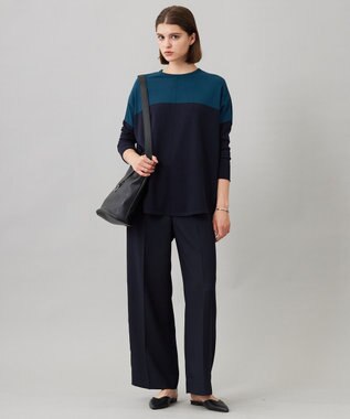 ICB L 【新色追加・UVケア・接触冷感・速乾・防シワ・洗える】 FluidBackSatin  ワイドパンツ ネイビー系