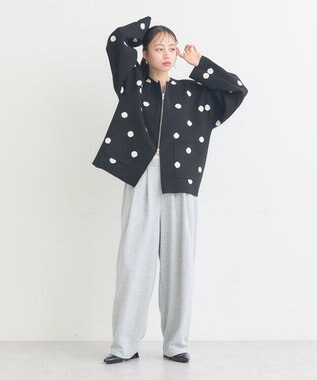 earth music&ecology 【予約】ダブルジップドットカーディガン ドットブラック