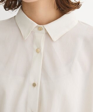 Green Parks 金ボタン裾ドロストシャツ Off White