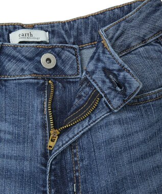 earth music&ecology 【セルフカット可】ストレッチフレアデニムパンツ Indigo