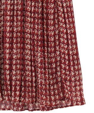 YECCA VECCA チェック柄ボウタイプリーツワンピース Bordeaux