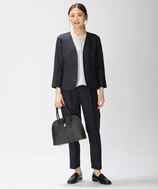 J.PRESS LADIES 【洗える・UVケア・速乾】OXIJEWELストレッチ テーパード パンツ ネイビー系