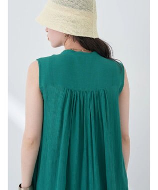 earth music&ecology ノースリーブギャザーワンピース Green